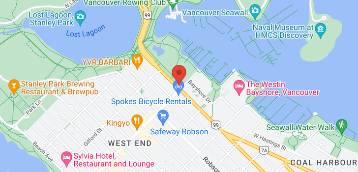 map of 702 1845 ROBSON STREET